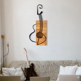 Wallity Gitar Escultura de pared Negro y Nogal